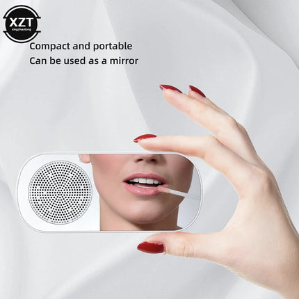 New Wireless Bluetooth Speaker HD Mirror TF Card FM Radio HIFI Music Sound Box Mini Portable Speaker with Clock Alarm Function