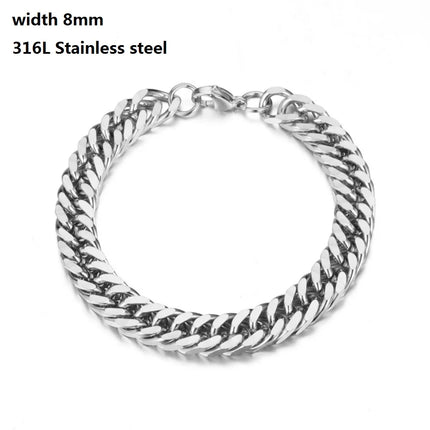 316L Stainless Steel Cuban Chain Bracelet for Men Women Figaro  Vintage Metal Viking Kpop Pulseras Emo Cute Luxury Jewelry Gift