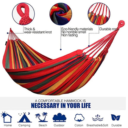 Single Wide Thick Canvas Hammock Outdoor Camping Backpackaging Leisure Swing Portable Hanging Bed Sleeping Swing Hammock