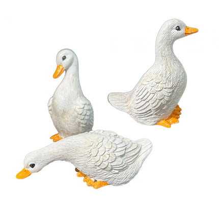 3Pcs Garden Decor Miniature Cute Resin Animal Figurines Duck Statues Home Decor for Bookshelf Farmhouse Outside Balcony Indoors