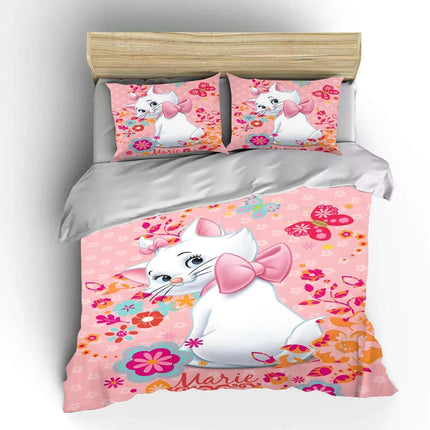 Disney Marie Cat Cartoon Bedding Set Quilt Duvet Cover 3 Pieces Pillowcase King Queen Size Bedclothes Children Bed Decor Gift