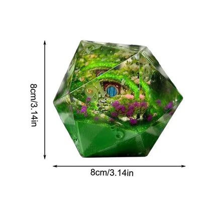 Resin Dice Semi-clear Polyhedral Resin Hobbit Dice D-Game Dice RPG Role Playing Games Table Ornaments Gifts Home Decor