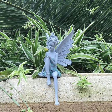 Flower Fairy Statue Ornament Figurines With Wings Outdoor Garden Resin Craft Landscaping Yard Decoration