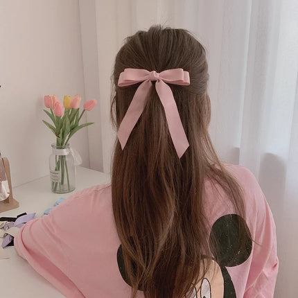 Fashion Cute Fabric Hair Bow Hairpin Women Ribbon Hair Clips Headwear Black White Bow Top Clip Female Hair Jewelry Accessories