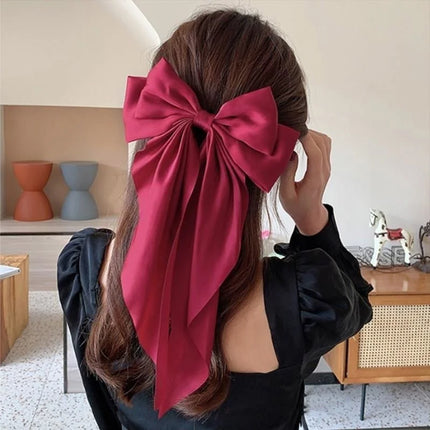 Bow Ribbon Hair Clip for Women Bowknot Barrettes Girls Solid Stain Spring Ponytail Clip Headband Hair Accessories Headwear Gift