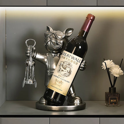 Dog Statue Wine-bottle Holder for Table Decoration Nordic Animal Home Decor Dog in the Room French Bulldog Room Ornaments Resin