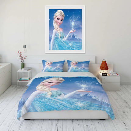 Disney Frozen Elsa Princess Bedding Set Cartoon Baby 3 Pieces Bed Set Pillowcase Adult Bed Cover Bedroom Bed Set Duvet Gift