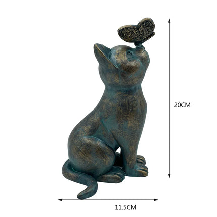 Cat Butterfly Statue Cat Figurine Garden Resin Cat Figurine Outside Ornaments Art Decor For Indoor Outdoor Garden Decoration