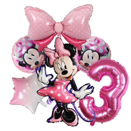 1set Disney Mickey Minnie Mouse Boys Girl Birthday Party Decor Kids Toys Ballon 1 2 3 4 5 6 7st Baby Shower Supplies Air Globos