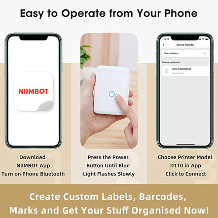 Niimbot D110 Mini Portable Printer For Mobile Thermal Adhesive Label Printer For Stickers Pocket Labeling Maker Machine Wireless