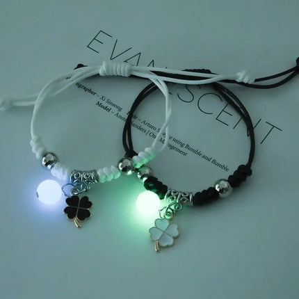 Night Glow Four Leaf Clover Colour Plant Flower Lucky Bracelet  Lovers Friend Women Mom Blessing Gift Jewelry