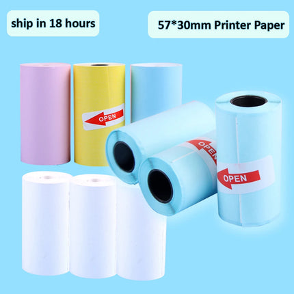 3 5 9 10Rolls White Colorful Adhesive Transparent Sticker Paper 57*25mm Direct Roll Portable Paper For Mini Pocket Printer