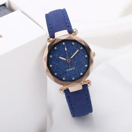 Women Pink Quartz Watch Female Casual Fashion Star Sky Rhinestone Ladies Business Watches Wristwatch Romantic Xmas Gift Relogios