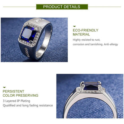 ZDADAN 925 Sterling Silver Blue Crystal Adjustable Ring For Women Men Fashion Party Jewelry Gift