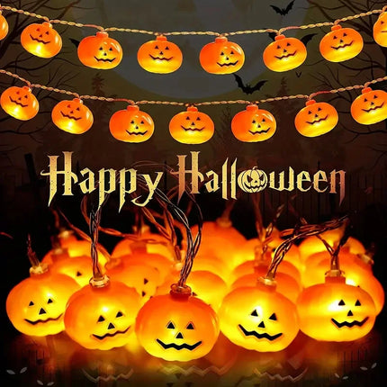 1.5M/3M LED Pumpkin Light String Halloween Decoration Battery Operated DIY Fairy Lamp For Horror Halloween Happy Party Lights