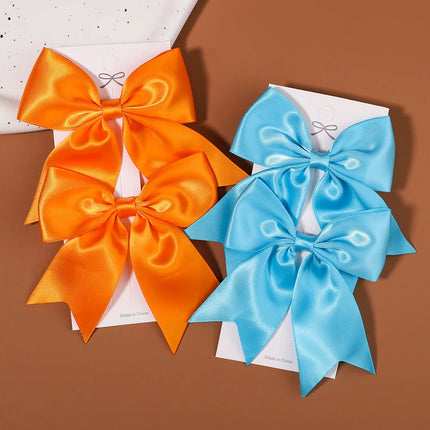 2pcs/set Solid Color Ribbon Grosgrain Bows Hair Clip for Kids Girls Hairpins Barrettes Handmade Baby Headwear Hair Accessories