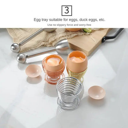 1pc Spring Egg Holder Cup Stainless Steel Elastic Steamed Egg Rack Rice Layer  Boiled Egg Storage Stand Tray Kitchen Tools