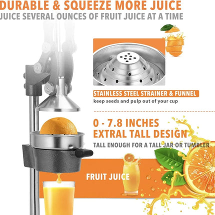 Commercial Heavy Duty Cast Iron Hand Press Manual Orange Citrus Lemon Lime Grapefruit Pomegranate Fruit Juice Squeezer Machine