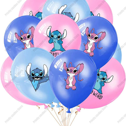 10PCS 12Inch Disney Lilo and Stitch  Latex Balloon Set Globo Boy Girl's Birthday Party Baby Shower Party Decorations Kid Toys