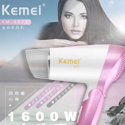 kemei hair dryer KM-6833 foldable hair dryer for student and travel