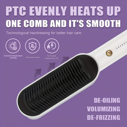 Professional Heating Comb Hair Straightener Brush Negative Ion,Not Hurt Hair Portable And  Heating Electric Straightening Brus