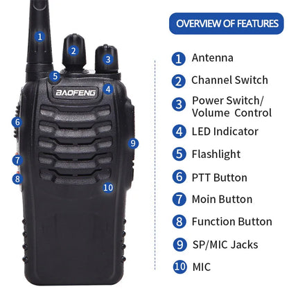 2/4PCS Baofeng BF-888S 12W Walkie Talkie Dual Band Portable Long Range Standby UHF 400-470MHz USB Ham Two Way Radio for Hunting