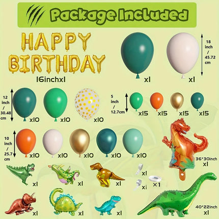 154 Pcs Jungle Animal Themed Balloon Decorations, Tyrannosaurus Rex Birthday Outdoor Scene Decoration Anniversary Commemoration