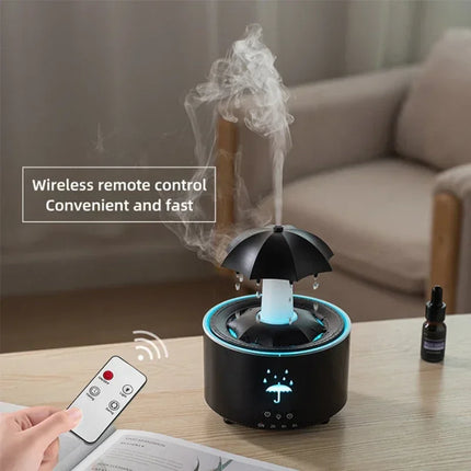 New Creative Rotating Raindrop Aromatherapy Machine Rain Cloud Humidifier Heavy Fog Quantity Colorful Moving Head Humidifier