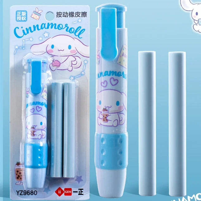 3Pcs/Set Sanrio Cute pattern Pen type retractable erasers Children student pencil eraser Mymelody Kuromi Cinnamoroll Pochacco