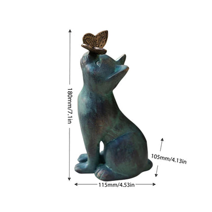 Resin Garden Landscape Kitten Statue Ornament Cat Animal Sculpture Handicraft Waterproof Home Decor for Garden Yard