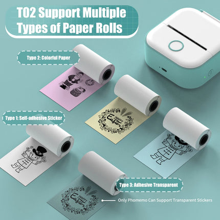 Phomemo T02 Portable Mini Wireless Thermal Pocket Printer Self-adhesive Stickers Use for DIY,Journal Sticker impresora portátil