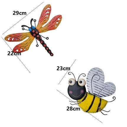 Metal Bee Wall Art Hanging Sculptures Ornaments Home Backyard Garden Yard Iron Art Bee Indoor Outdoor Decorations Statue