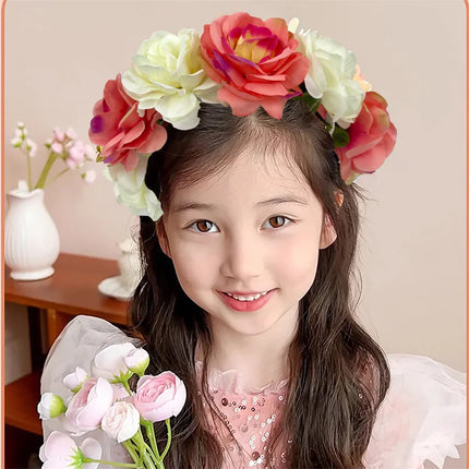 1pcs fashion flower hair bands, sweet hanfu hairpin hair clips, suitable for super fairy girl wreath headdress bouffant headband