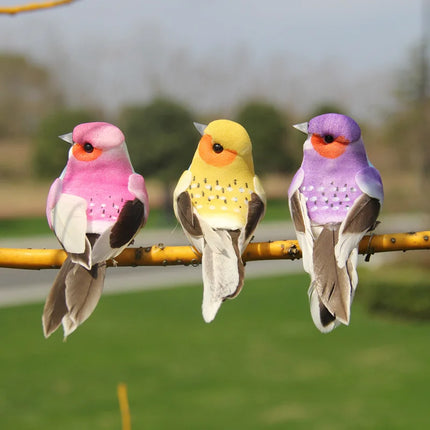 6pcs Cute Artificial Birds Fake Foam Animal Simulation Feather Birds Models Tit DIY Craft  Home Garden Ornament Decoration