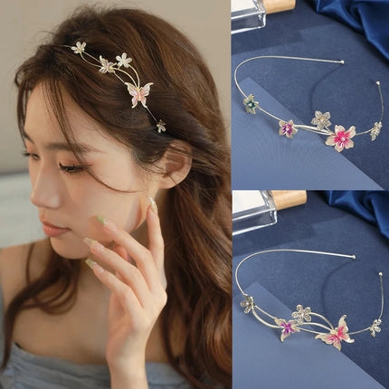 Haimeikang New Hair Bands For Women Wedding Headgear Accessories Hair Hoops Flower Butterfly Bezel Headabnds Fashion Headdress