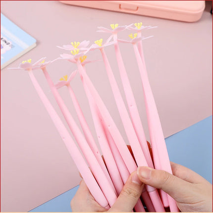 24 Pcs Creative Beautiful Cherry Blossom Gel Pen Small Fresh and Lovely Flower Pen Student Exam Writing