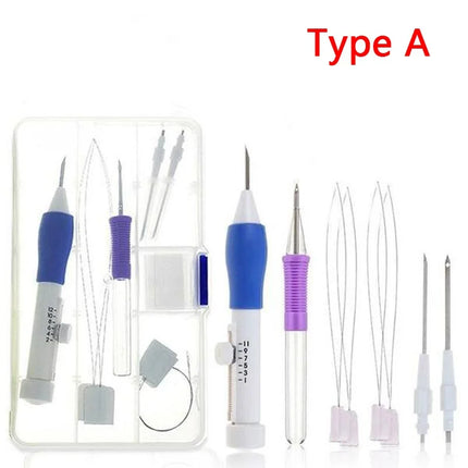 DIY Crafts Magic Embroidery Pen Embroidery Stitching Punch Needles Pen Set Craft Tool for DIY Threaders Sewing Knitting Kit