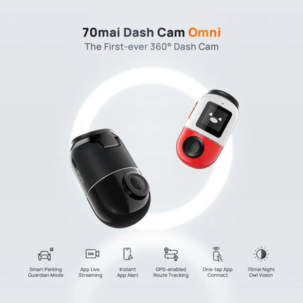 70mai Dash Cam Omni X200 360° Full View Built-in GPS ADAS 70mai Car DVR X200 Camera 24H Parking Monitor eMMC Storage AI Motion