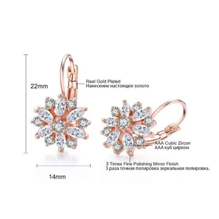 Crystal Blossom Drop Earrings - Elegant Tin Alloy Jewelry for Women and Girls