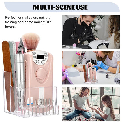 Transparent Nail Storage Box For Electric Manicure Drill Rack Nails Drills Storage Multi-Scene Use Profesional Manicure Tools