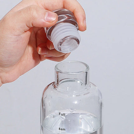 500ml Transparent Plastic Water Bottle Time Marker Creative Large Capacity Leakproof Milk Cup Drinkware Kid School Gym Sport