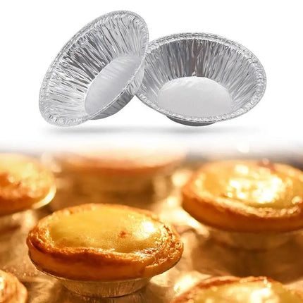 New 100pcs Disposable Aluminum Foil Tart Pan Mini Pot Plate Tin Pie Bake Tart Pan Tray O0f0