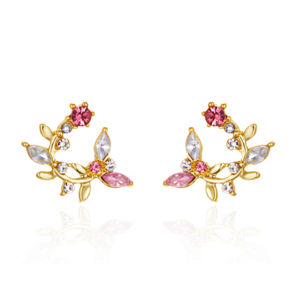 Moonlit Gardens Rhinestone Stud Earrings - Korean Fashion Jewelry for Women