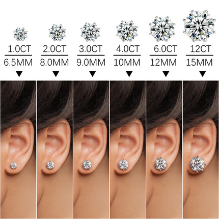 0.5-12ct Moissanite Diamond Stud Earrings 18K White Gold Plated Stud Earrings For Women 925 Silver Wedding Earrings Fine Jewelry