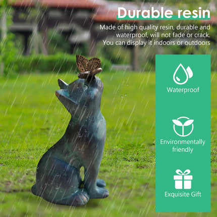 Resin Garden Landscape Kitten Statue Ornament Cat Animal Sculpture Handicraft Waterproof Home Decor for Garden Yard