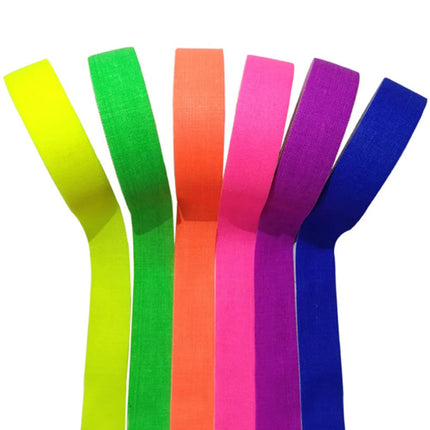 6pc UV Fluorescent Tape Neon Cloth Blacklight Reactive Glow In The Dark Tape for Home Wedding Party Decoration Staircase Warning