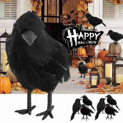 1-12PCS Simulation Halloween Crows Animal Model Halloween Crows and Ravens Decor for Halloween Party Home Decoration Supplies