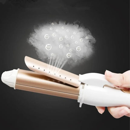 Multifunction 3 In 1 Gold Ceramic Hair Curler Hair Curling Iron Straightener Heated Roller Professional Hair Styling Tools