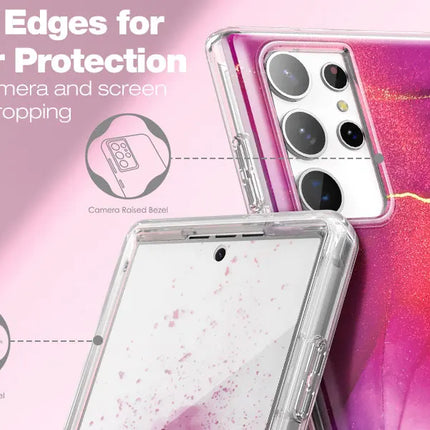 For Samsung Galaxy S23 Ultra Case 6.8“Slim Stylish Geometric Marble shockproof bumper Phone Case with Built-in Screen Protector