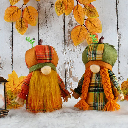 Fall Pumpkin Gnomes Handmade Fall Thanksgiving Gnome Plush Swedish Gnomes Ornaments Holiday Home Table Decorations Gifts